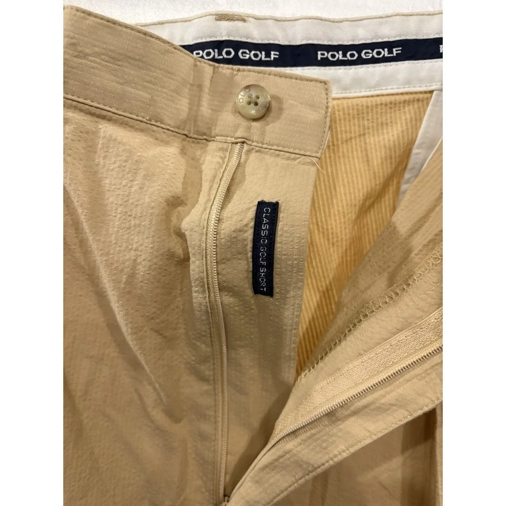 Polo Golf Ralph Lauren Classic Golf Shorts Men's 38 Khaki Beige Pleated Cotton